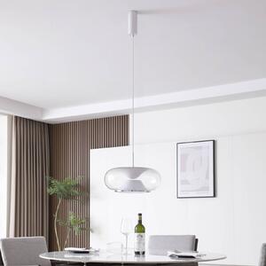 Závesné svietidlo Lucande Orasa LED, sklo, biela/čierna, Ø 43 cm
