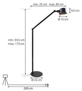 Stojacia lampa Lucande Silka, výška 173 cm, čierna, kov