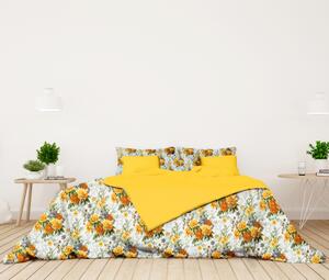 Ervi bavlnené obliečky obojstranné - žlté a šedé kvety/žltý