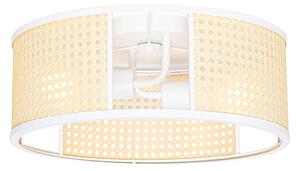 Oosterse plafondlamp wit met rotan 40 cm - Akira