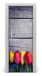 Samolepiace fototapety na dvere farebné tulipány 85x205cm
