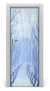 Fototapeta na dvere samolepiace les zima 95x205 cm