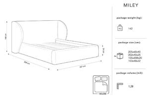 Béžová čalúnená dvojlôžková posteľ s úložným priestorom s roštom 180x200 cm Miley – Micadoni Home