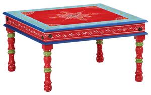 Konferenčný stolík, červený, ručne maľovaný, mangový masív