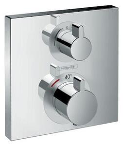 Termostatická batéria pod omietku Hansgrohe Ecostat Square s uzatváracím ventilom a reguláciou prietoku, chróm 15714000