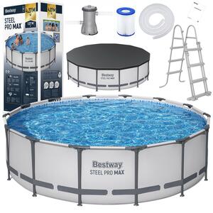 Rámový záhradný bazén Bestway STEEL-PRO MAX™ s rozmermi 427 x 107 cm 11 v 1 56950