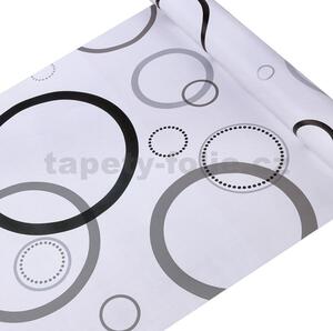Samolepiace tapety 45 cm x 10 m IMPOL TRADE 9096 kruhy čierné, sivé, strieborné Samolepiace tapety