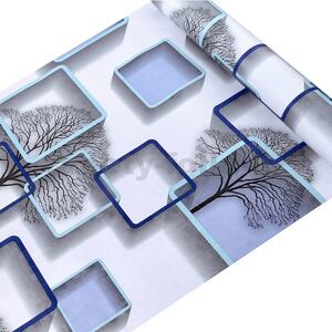 Samolepiace tapety 45 cm x 10 m IMPOL TRADE 9114 stromy s rámčekmi s 3D efektom modré Samolepiace tapety