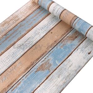 Samolepiace tapety 45 cm x 10 m IMPOL TRADE 9305 drevo s krémovo-modrou patinou Samolepiace tapety