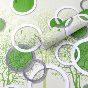 Samolepiace tapety 45 cm x 10 m IMPOL TRADE 9451 zelené stromy s 3D kruhy Samolepiace tapety