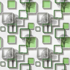 Samolepiace tapety 45 cm x 10 m IMPOL TRADE 9459 stromy s rámčekmi s 3D efektom zelené Samolepiace tapety