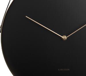 KARLSSON Nástenné hodiny Belt – čierna ∅ 34 × 4 cm