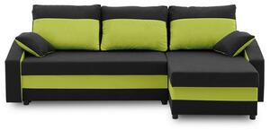 Rohová rozkladacia sedacia súprava HEWLET PLUS color Čierna + zelená