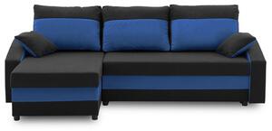 Rohová rozkladacia sedacia súprava HEWLET PLUS color Čierna + svetlo modrá