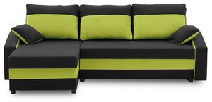 Rohová rozkladacia sedacia súprava HEWLET PLUS color Čierna + zelená