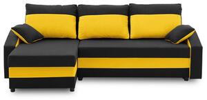Rohová rozkladacia sedacia súprava HEWLET PLUS color Čierna + žltá