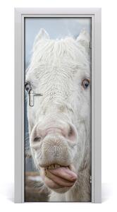 Samolepiace fototapety na dvere Šialený biely kôň 85x205cm