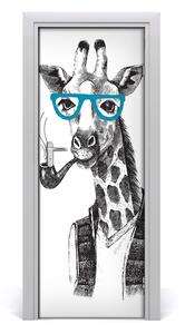 Samolepiace fototapety na dvere Žirafa s okuliarmi 85x205cm