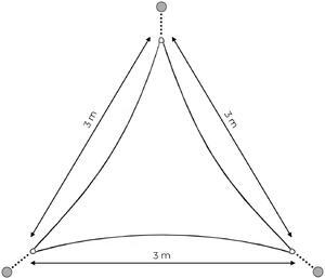 Trojuholníková tieniaca plachta/ tienidlo 3x3x3 m, béžová