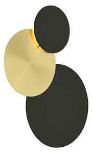 Nástenné LED svetlo Tilda okrúhle 3pl čierna/zlatá