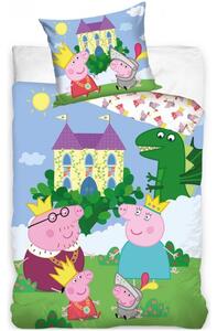 Detské posteľné obliečky Prasiatko Peppa - motív Kráľovská rodinka - 100% bavlna - 70 x 90 cm + 140 x 200 cm
