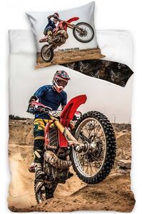 Bavlnené posteľné obliečky Motocross - 100% bavlna Renforcé - 70 x 90 cm + 140 x 200 cm