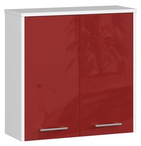 Akord Závesná kúpeľňová skrinka Fin 60 cm biela/červený lesk