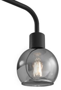 Stojacia lampa Art Deco čierna s dymovým sklom - Vidro