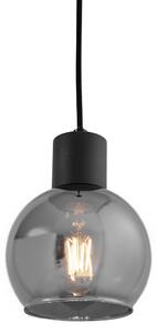 Art Deco závesná lampa čierna s dymovým sklom - Vidro