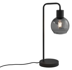 Stolná lampa Art Deco čierna s dymovým sklom - Vidro