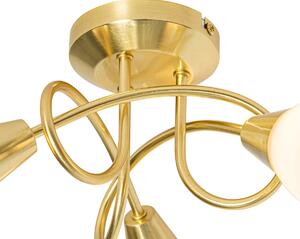 Klasické stropné svietidlo zlaté s opálovým sklom 3-svetlo - Inez