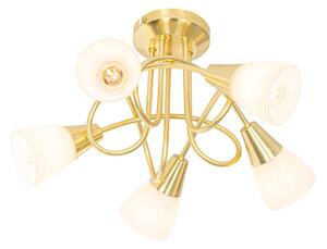 Klasické stropné svietidlo zlaté s opálovým sklom 5-svetlo - Inez