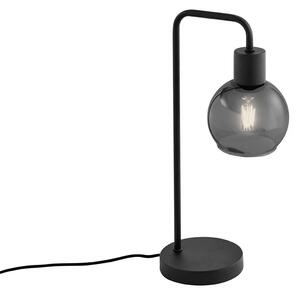 Stolná lampa Art Deco čierna s dymovým sklom - Vidro