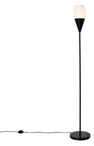 Moderná stojaca lampa čierna s opálovým sklom - Drop