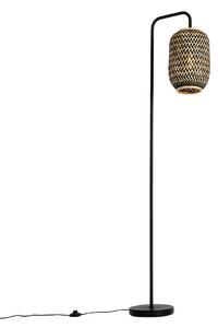 Orientálna stojaca lampa bambus s čiernou - Yvonne