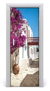 Fototapeta samolepiace na dvere gréckej uličky 95x205 cm