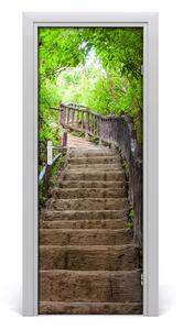 Fototapeta samolepiace na dvere schody v lese 95x205cm