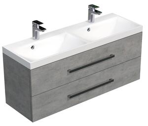 Kúpeľňová skrinka s dvojumývadlom SAT Cube Way 120x53x40 cm betón CUBE2120ZBE