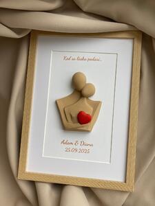 Personalizovaný 3D obraz so srdiečkom | Darček na svadbu, výročie, Valentína | 21×30 cm