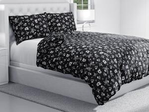 Biante Bavlnené posteľné obliečky Sandra SA-104 Biele pirátske lebky na čiernom Jednolôžko 140x200 a 70x90 cm