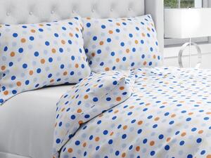 Biante Bavlnené posteľné obliečky Sandra SA-120 Modré a hnedé bodky na bielom Jednolôžko 140x200 a 70x90 cm