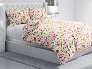Biante Bavlnené posteľné obliečky Sandra SA-209 Ružové a žlté bodky na bielom Predĺžené 140x220 a 70x90 cm