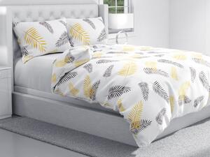 Biante Bavlnené posteľné obliečky Sandra SA-219 Zlaté a čierne palmové listy na bielom Predĺžené 140x220 a 70x90 cm
