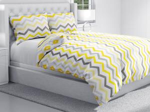 Biante Bavlnené posteľné obliečky Sandra SA-118 Žlté a sivé cik-cak pásiky Predĺžené 140x220 a 70x90 cm
