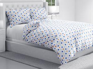 Biante Bavlnené posteľné obliečky Sandra SA-120 Modré a hnedé bodky na bielom Predĺžené 140x220 a 70x90 cm