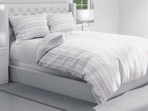 Biante Bavlnené posteľné obliečky Sandra SA-124 Ružovo sivé cik-cak pásiky Predĺžené 140x220 a 70x90 cm