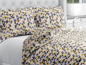 Biante Bavlnené posteľné obliečky Sandra SA-218 Žlto-hnedo-ružové trojuholníčky Jednolôžko 140x200 a 70x90 cm