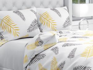 Biante Bavlnené posteľné obliečky Sandra SA-219 Zlaté a čierne palmové listy na bielom Jednolôžko 140x200 a 70x90 cm