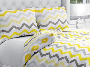 Biante Bavlnené posteľné obliečky Sandra SA-118 Žlté a sivé cik-cak pásiky Jednolôžko 140x200 a 70x90 cm