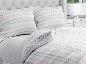 Biante Bavlnené posteľné obliečky Sandra SA-124 Ružovo sivé cik-cak pásiky Jednolôžko 140x200 a 70x90 cm
